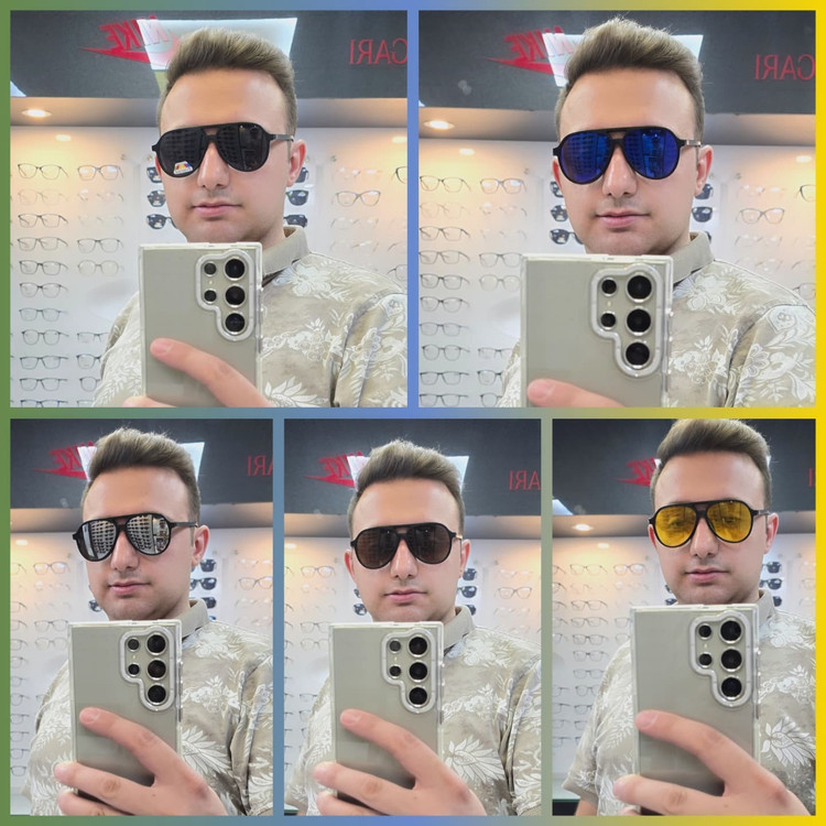 عینک طبی کائوچویی مگنتی 5 کاوردار کد 2380 مدل ریبن تخم مرغی